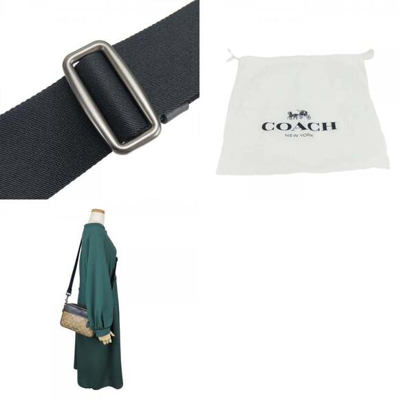 Coach Shoulder Bag F50715 Signature Leather Black Brown Women's Men's COACH